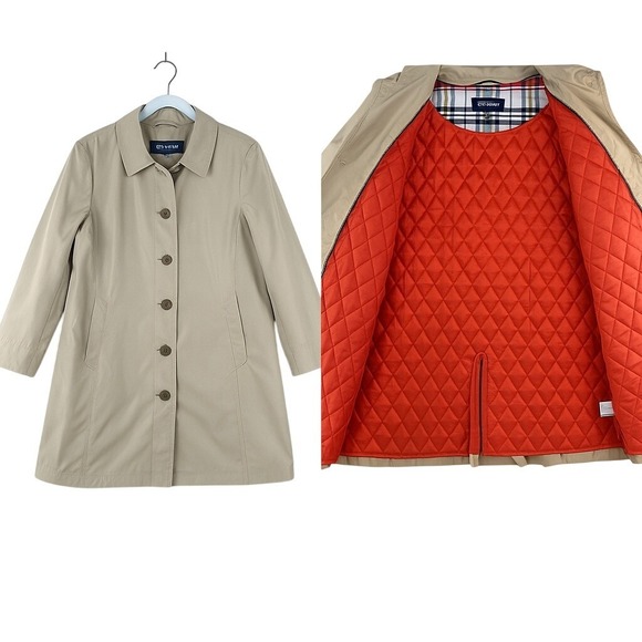 Lands' End Jackets & Blazers - Lands End Beige Quilted Removable Lined Rain Trench Coat Womens X-Large 18/20